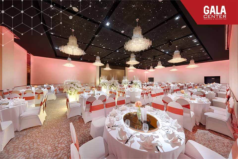 Sảnh cưới tông màu sang trọng, hiện đại tại Gala Center Tân Bình